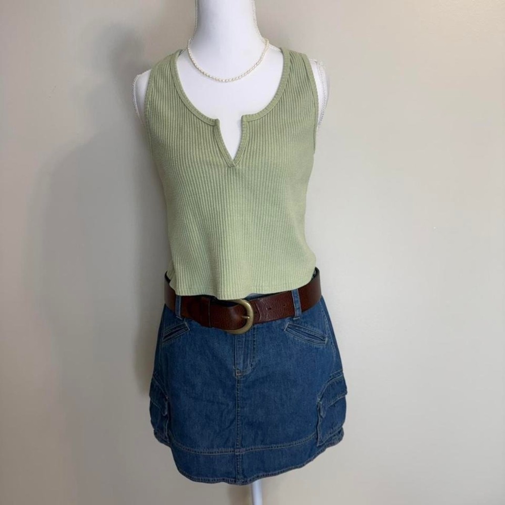 Lulu's Green Ribbed Tank Top Sz M